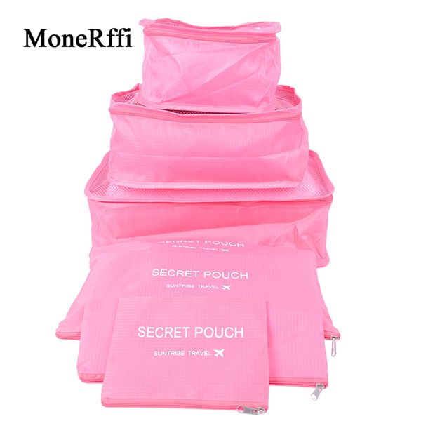 

monerffi 2019 6 set packing cubes with shoe bag - compression travel luggage multifunction cosmetic organizer make up bags