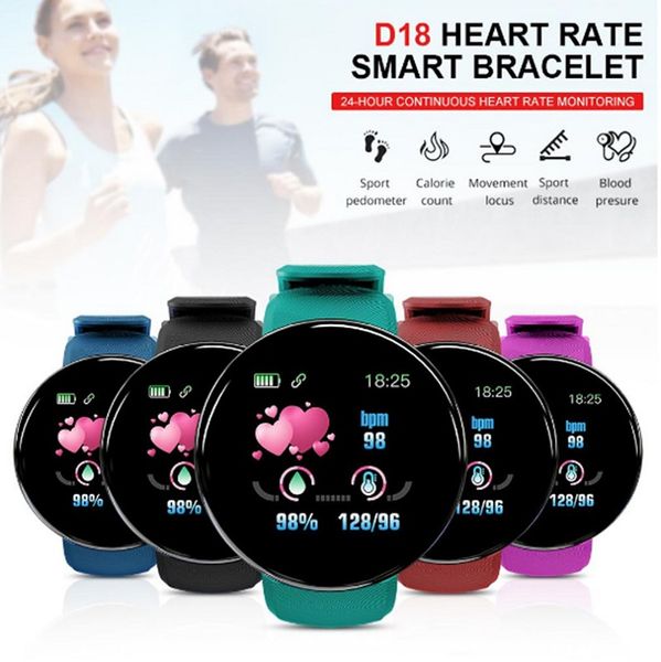 

d18 d20 y68 smart watch men women blood pressure round smart wristband waterproof sport smart watch fitness tracker for phone android ios