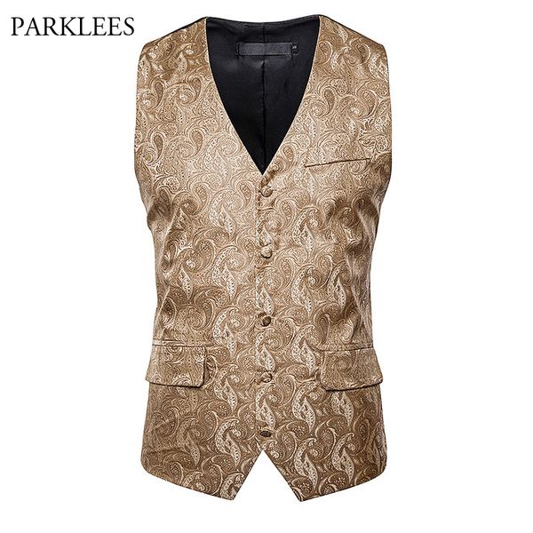 

men's classic paisley floral suit vest 2019 single breasted dress waistcoat men party banquet tuxedo chaleco hombre gilet homme, Black;white