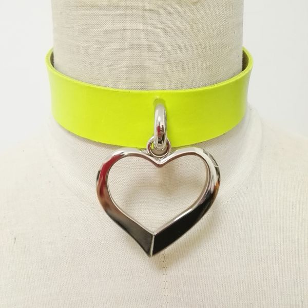 

women new punk choker necklace belt handmade leather collar stud rivet rock goth sweet heart torques, Silver
