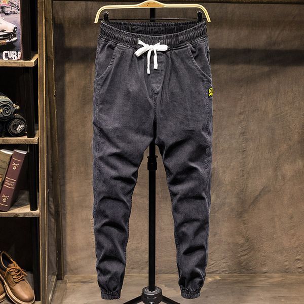 

japanese style fashion men jeans loose fit big pocket cargo pants harem jeans streetwear hip hop tapered men, Blue