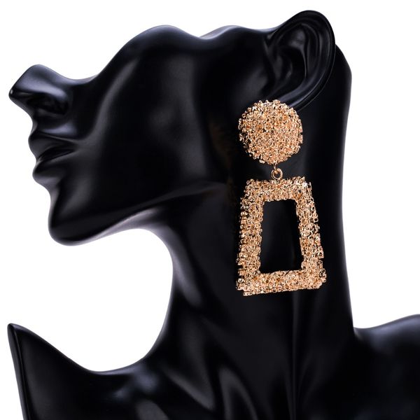 

big vintage earrings for women gold color geometric statement earring 2018 metal earing hanging fashion jewelry trend, Silver