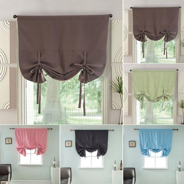 

adjustable tie up window curtain thermal solid insulated blackout home bedroom decor