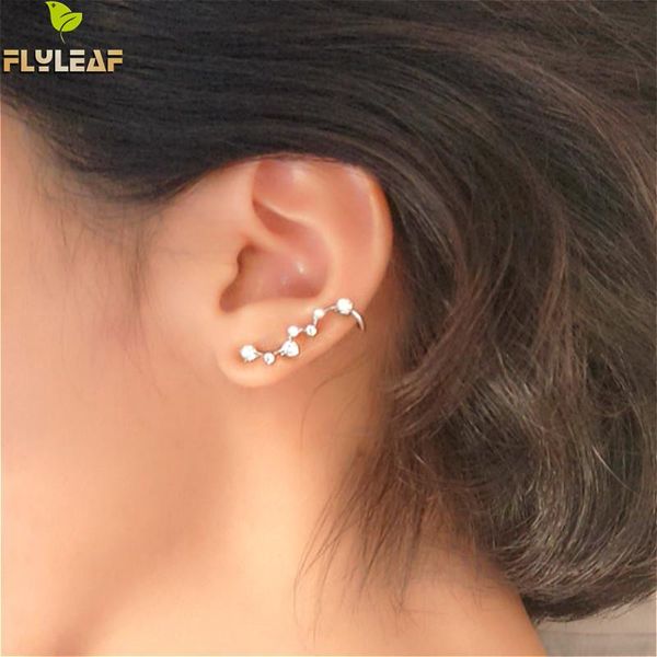 

flyleaf 100% 925 sterling silver cubic zirconia big dipper stud earrings for women romantic lady fashion jewelry, Golden;silver