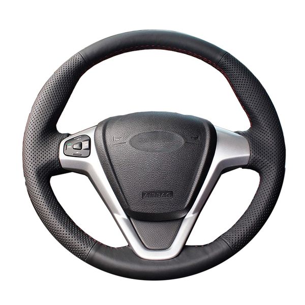 

diy genuine leather car steering wheel cover for fiesta 2008-2013 ecosport 2013-2016 / protect steering-wheel