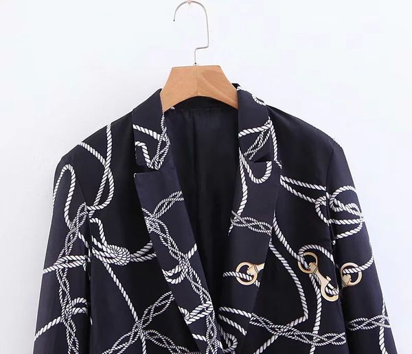 

ei86 chain-accent printed casual suit jacket, Black;white