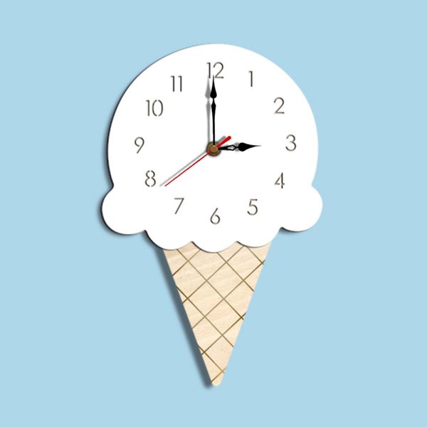 

cute ice cream shaped decorative wall clock battery powered mute movement needle display morden home decor