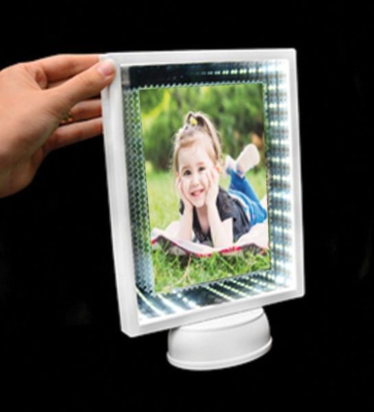 

personalized 3d white led illuminated mirror rectangle p frame