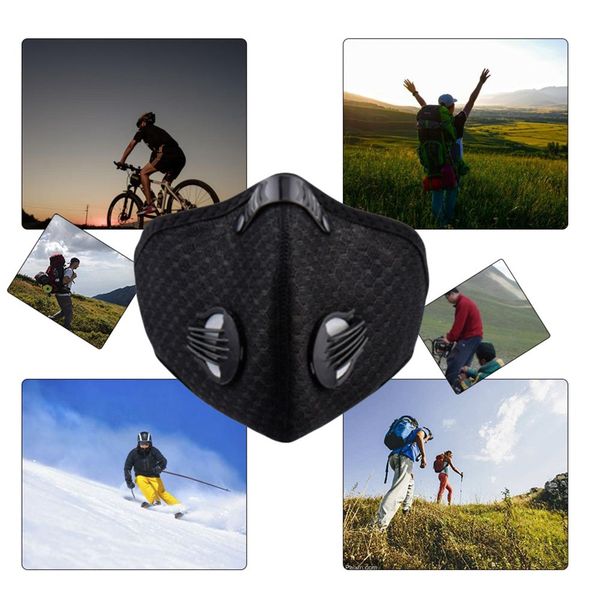 

men/women activated carbon dust-proof cycling face mask anti-pollution bicycle bike outdoor mask face, Black