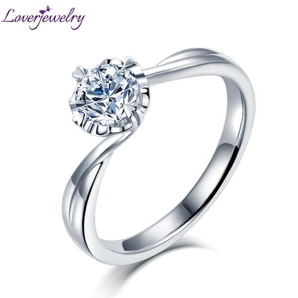 

2019 women moissanite engagement rings real 14kt white gold 0.5ct 1ct 2ct moissanite ring jewelry for lady wedding gift, Golden;silver