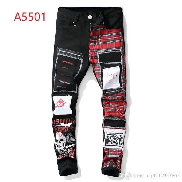 

новые камуфляжные джинсы новый летний модельер мужской одежды создана верхом случайные штаны хип-хоп джинсы отверстие тонкие джинсы джинсовы, Blue