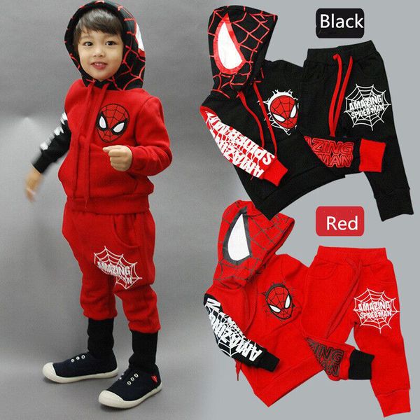 

spiderman baby boys kid sportswear tracksuit outfit cartoon suit summer kids boys clothes longsleeve hoodies clothing set b1, White