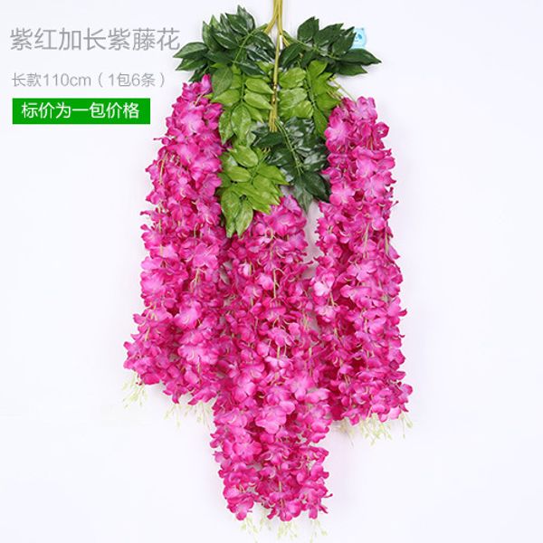 

artificial wisteria flowers vines 110cm long wedding decor flower 6 pcs garland silk decorative flowers home fake flower vine, White