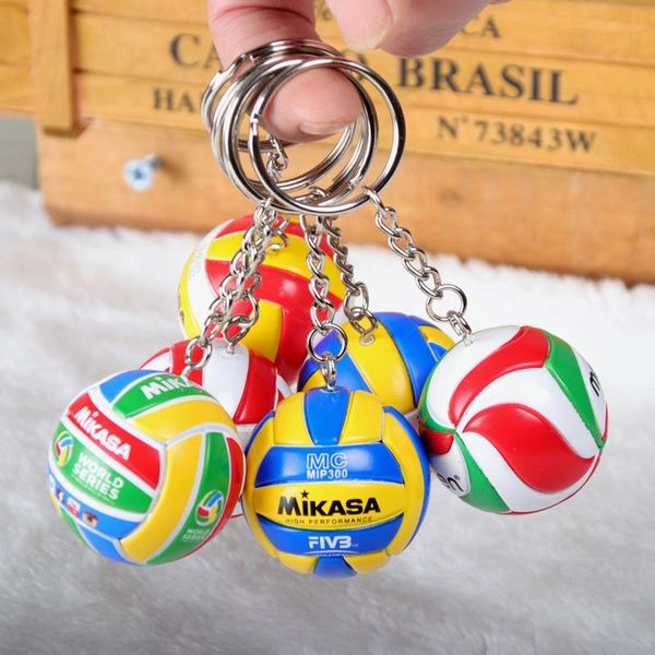 

10pcs sport beach volleyball pvc keychain key chains chain ring football beach ball key ring gifts men jewelry keyring keychains, Slivery;golden