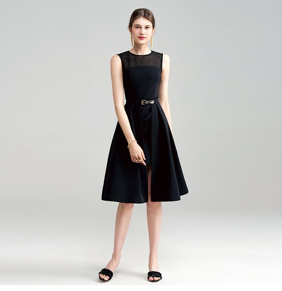 

new summer slim fit over hip sleeveless little black dress nipped waist ol vest skirt reduction of age women outfits, White;black