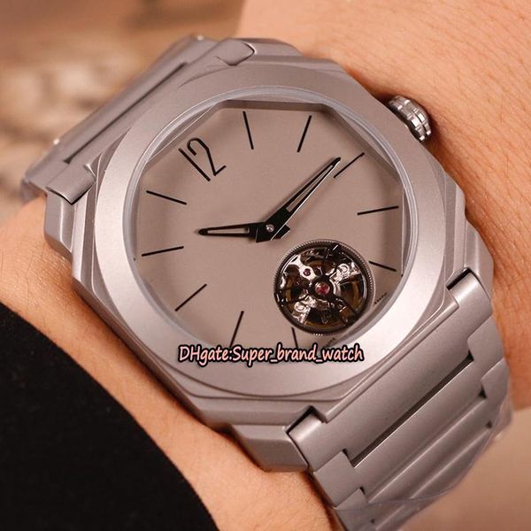 

высокое качество octo tourbillon 103016 серый циферблат с турбийоном japan miyota автоматические 28800 vph мужские часы серый корпус 316l ст, Slivery;brown