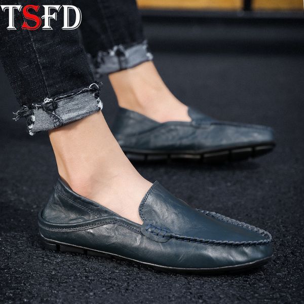 

lightweight men's leather shoes fashion men's sneakers slip-on men casual shoes leather loafers for men simple driving y10, Black