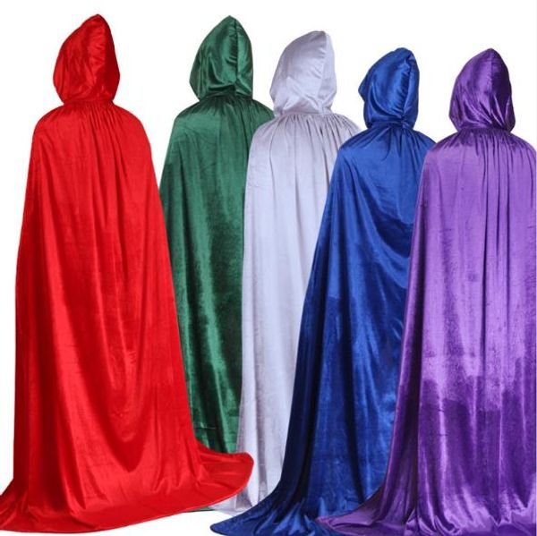 Stage Props dos homens fêmeas do partido do traje Cloak Costume Cloak Halloween Witch Adulto Roxo Verde Vermelho Preto Manto Universal cosplay