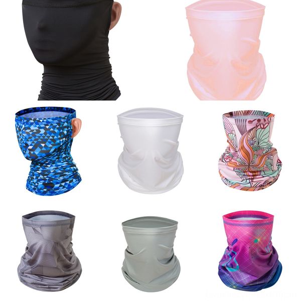 

66hhu summer cycling silk cool hiking ice neck mask scarf headwear anti-sweat breathable sunshade ear loops face gaiters scarf, Black