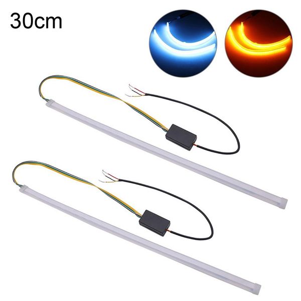 

30/45/60cm ultra-thin dual color led auto car drl daytime running light strips