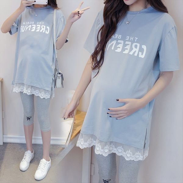 

pregnant women's summer clothes 2020 suit dress loose summer pregnant short-sleeved t-shirt stylish mom, White