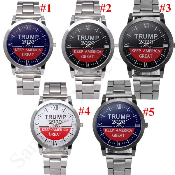 

trump 2020 letters quartz wristwatch keep america great mens wrist watches alloy stainless watch band ins luxury retro watches c91707, Silver