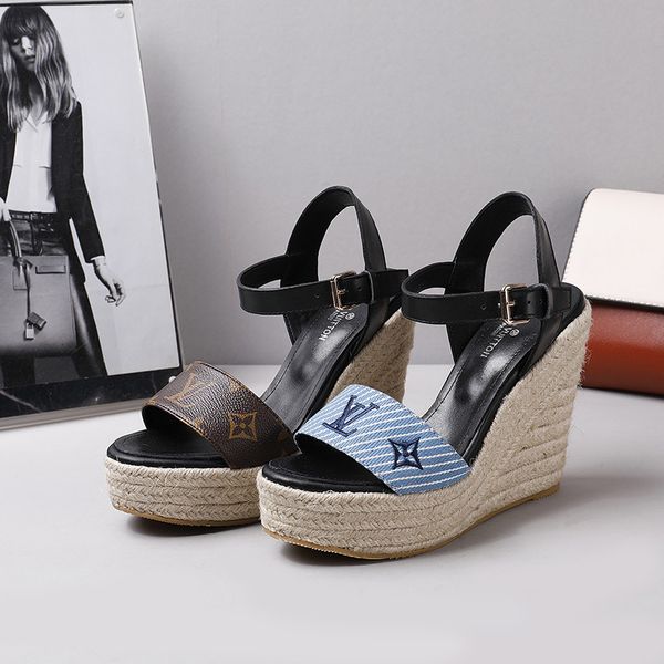 

real leather brand design ladies high heels dress shoes party fashion girl pointed high heel wedge sandals slippers rhinestone 20, Black