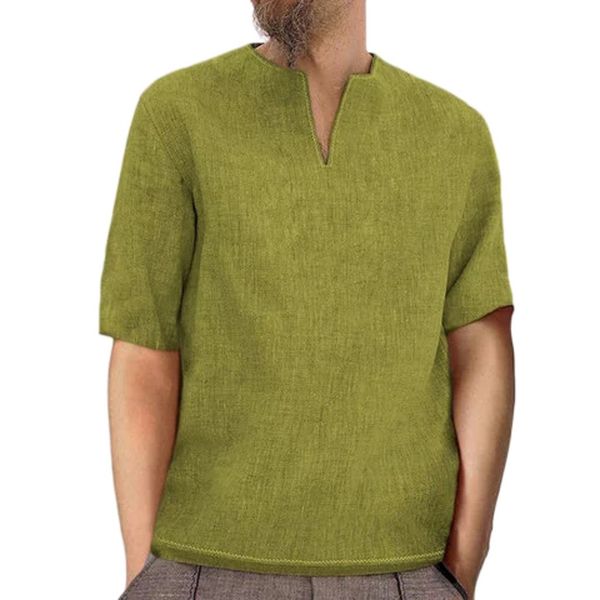 

male youth cotton linen shirts with short pullover sleeves thin cultivate one's morality comfortable breathable mens clothing, White;black