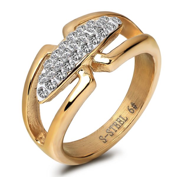 

gold color stainless steel finger ring with engagement ring crystal wedding jewelry for women anel, Silver