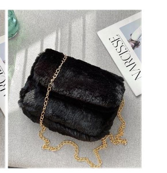 

bag female 2020 simple retro wild shoulder messenger bag fur ins chain lamb fur bag