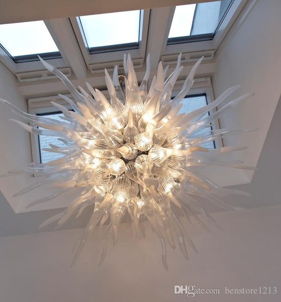 

white color and glass material saving chandelier led excellent 100% mouth blown borosilicate murano glass modern glass pendant light