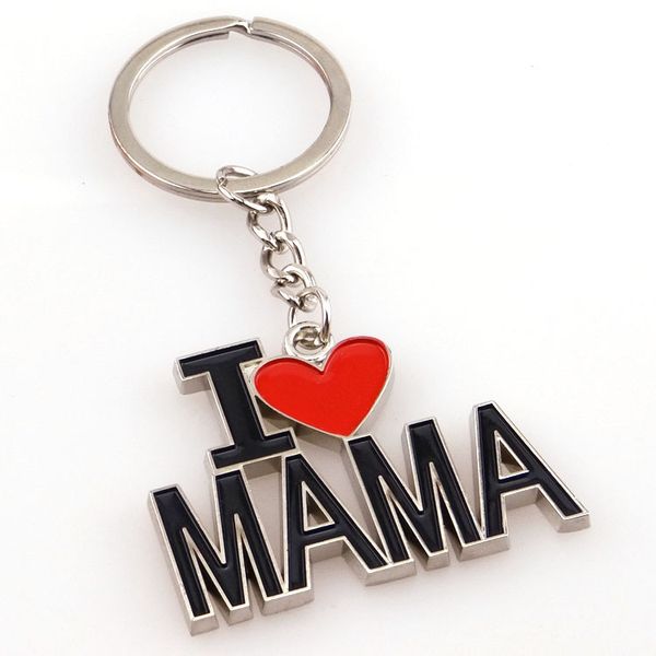 

simple i love mom /papa heart keychains trinketjewelry keychain car keyring for father mother's day gifts& birthday gift, Silver