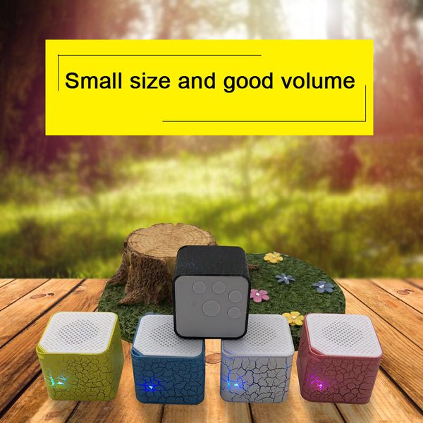

auto 3.5mm square colorful lights mini speakers plug-in tf card crack pattern mp3 music player durable portable car accessories