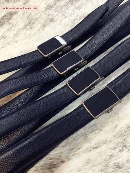 

men's casual belt cun two-head automatic belt can match buckle at will, Black;brown