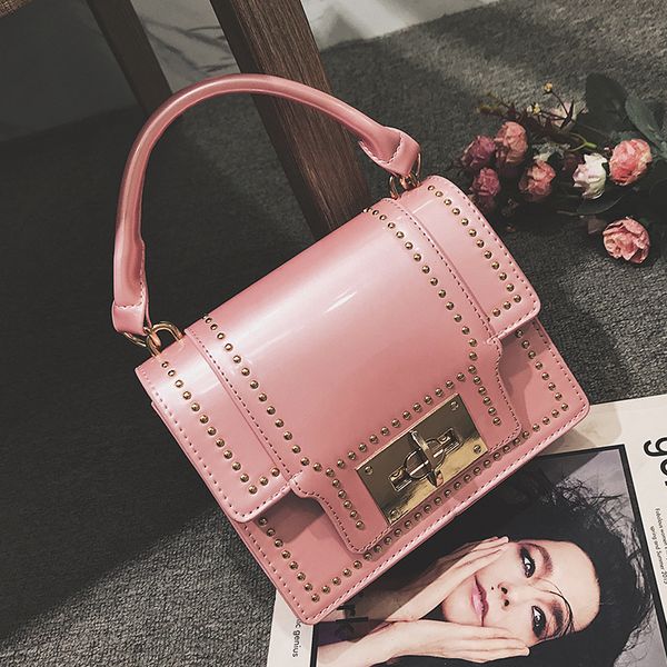

bag women 2020 fashion new rivet small square bag korean women's shoulder messenger hand chain
