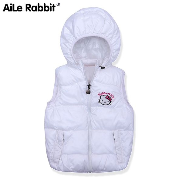

girl's vest jacket cartoon kitten white cotton vest thick warm sleeveless for girls' clothes jacket k1, Blue