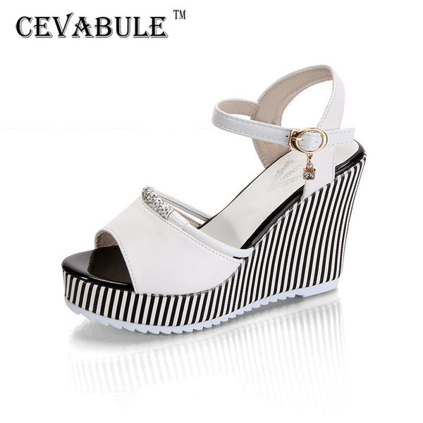 

cevabule summer women's platform wedges waterproof sandals 10cm super high heel women shoes gingham pvc sandals hykl-922 y200702, Black