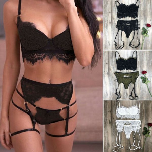 

2019 women lingerie 2pcs lace babydoll open bra set g-string underwear nightwear bra & brief sets, Red;black