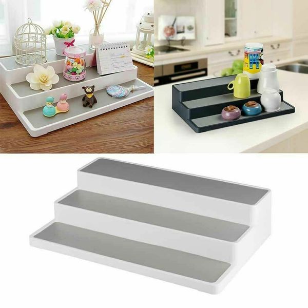 

3 layer storage holders spice rack step shelf cabinet organizer kitchen seasoning bottle jar stand