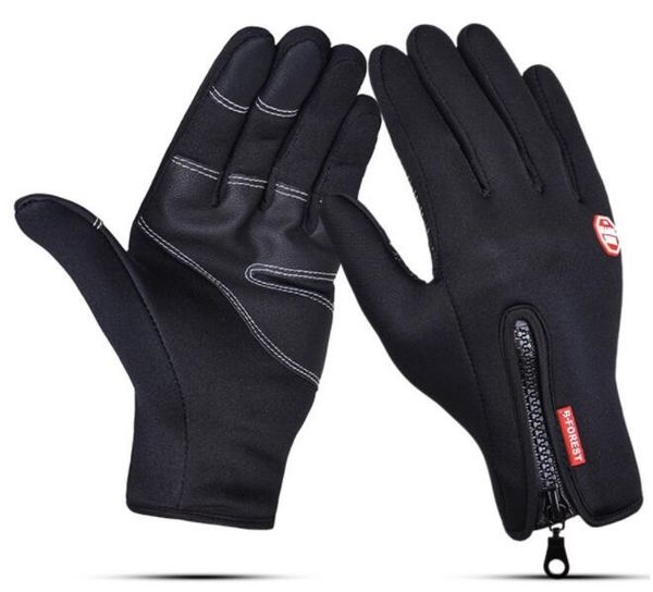 

discount touch screen glove cold proof men women sport glove fleece thickened winter outdoor riding warm waterproof training yakuda wholesal, Black