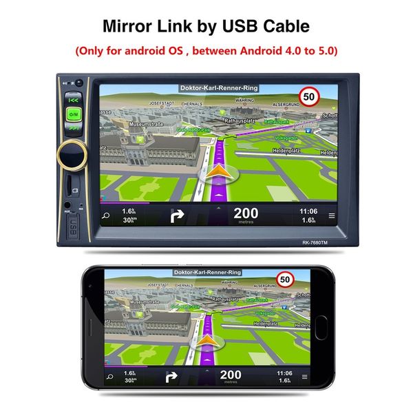 

6.6 inch touch screen digital stereo radio hd display auto 2din in dash car mp5 mp3 player 7 color backlight