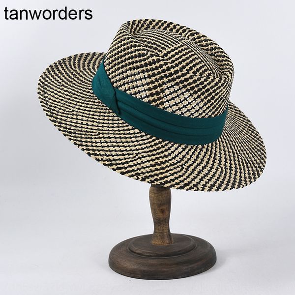 

ctvjr finalized handmade paper men's panama women's seaside holiday sunscreen sunscreen straw handmade paper straw hat mixed color, Blue;gray