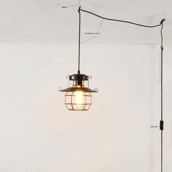 Retro Us Eu Standard 4 Meters Wire Single Pendant Light Fixture Dinning Room Lamps Kitchen Bedroom Hanging Balcony Aisle Unique