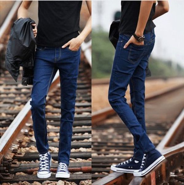 

2016 autumn мужские джинсы мужские slim fit корейский стиль моды узкие брюки мода человек брюки, Blue