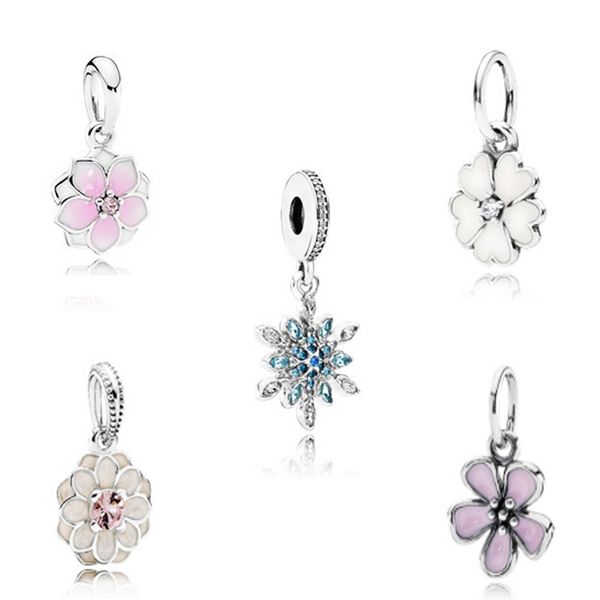 

new 100% 925 sterling silver pandora natural flower flower pendant charm beads collocation bracelet diy bracelet wholesale factory, Black