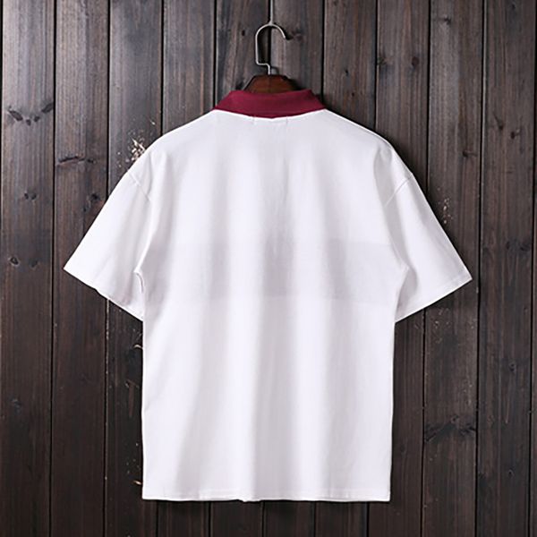 

contrast polo shirt men zipper print short sleeve breathable camisa polo homme ralph hip hop fashion men's polo shirts 5d023, White;black
