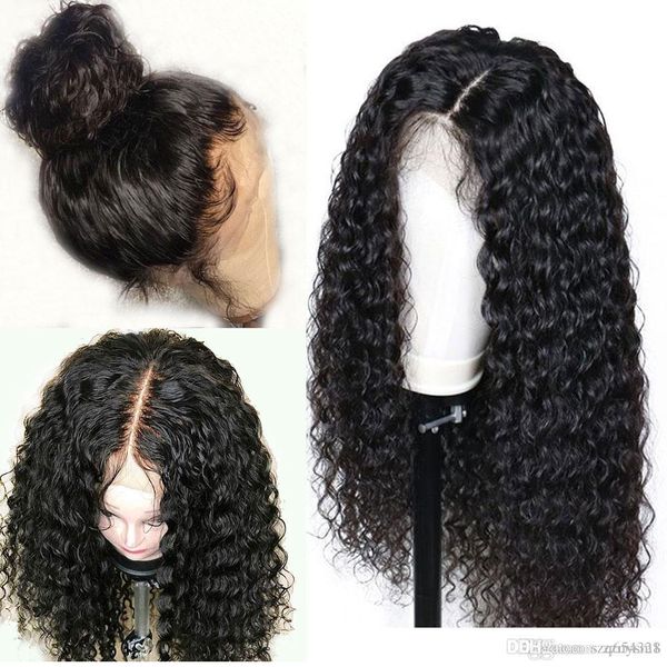 

preplucked part 360 lace frontal natural deep curly human hair wigs for black women brazilian remy hair closure wig airuiao
