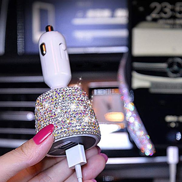 

bling rhinestones car usb fast charger cigarette lighter beautiful car accessories