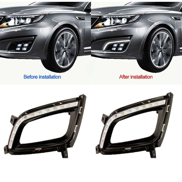 

for kia k5 2013 2014 2015 daytime running lights fog head lamp cover car styling 12v headlight assembly