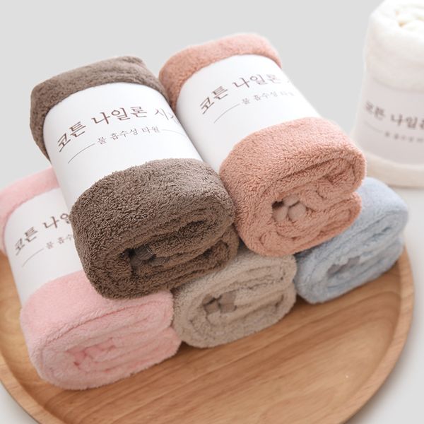 

35x75cm absorbent drying face hair towels microfiber washcloth after shower coral fleece bath towel